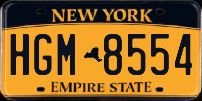 NY license plate HGM8554