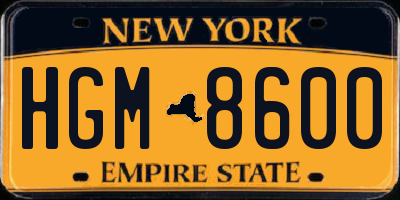 NY license plate HGM8600