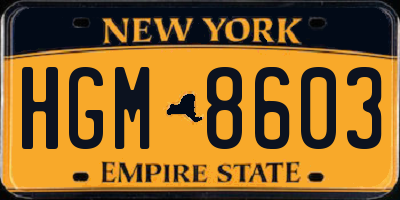 NY license plate HGM8603