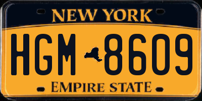 NY license plate HGM8609