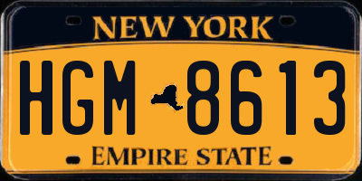 NY license plate HGM8613