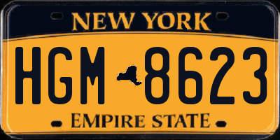 NY license plate HGM8623