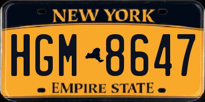 NY license plate HGM8647
