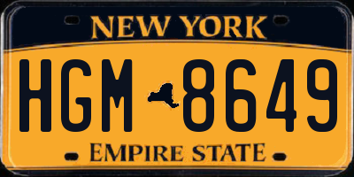 NY license plate HGM8649