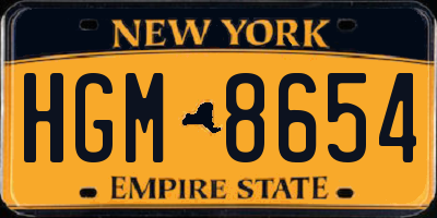 NY license plate HGM8654