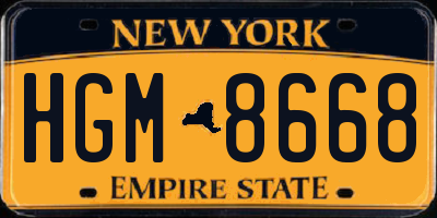 NY license plate HGM8668
