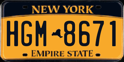 NY license plate HGM8671