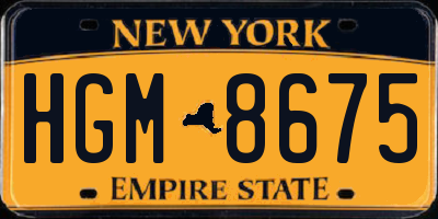 NY license plate HGM8675