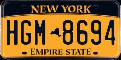 NY license plate HGM8694