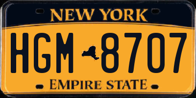 NY license plate HGM8707