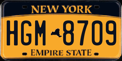 NY license plate HGM8709