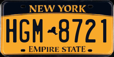 NY license plate HGM8721