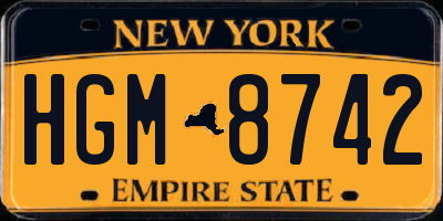 NY license plate HGM8742