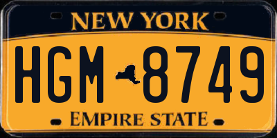 NY license plate HGM8749