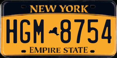 NY license plate HGM8754