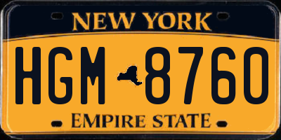 NY license plate HGM8760