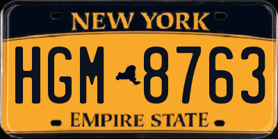 NY license plate HGM8763