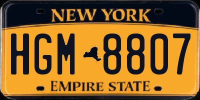 NY license plate HGM8807