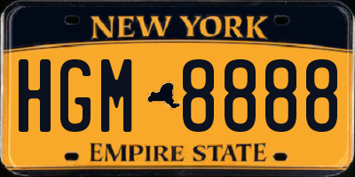 NY license plate HGM8888