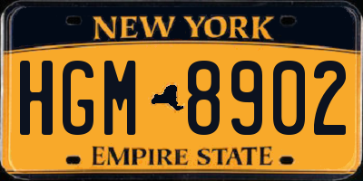 NY license plate HGM8902