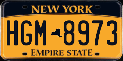 NY license plate HGM8973