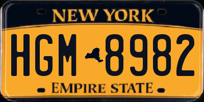 NY license plate HGM8982