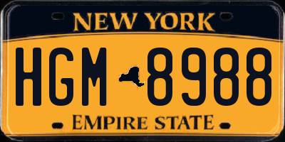 NY license plate HGM8988