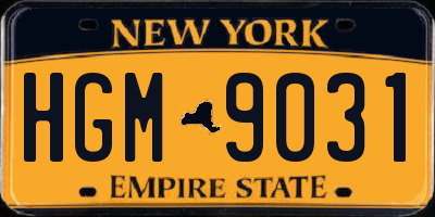 NY license plate HGM9031