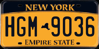 NY license plate HGM9036