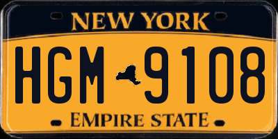 NY license plate HGM9108