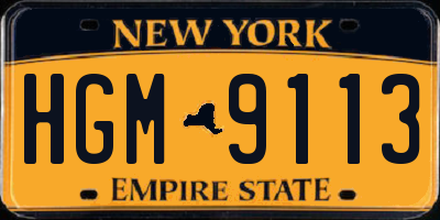NY license plate HGM9113