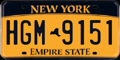 NY license plate HGM9151
