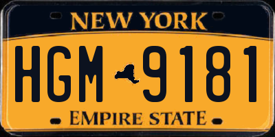 NY license plate HGM9181