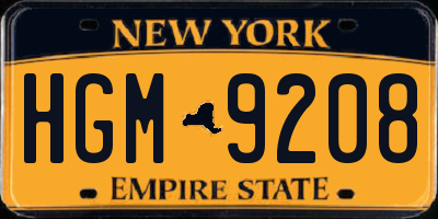 NY license plate HGM9208