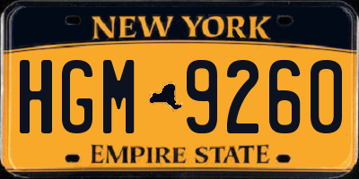 NY license plate HGM9260