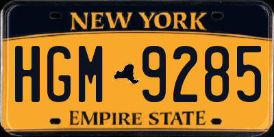 NY license plate HGM9285