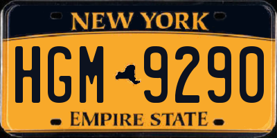 NY license plate HGM9290