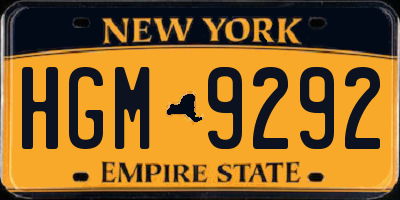 NY license plate HGM9292