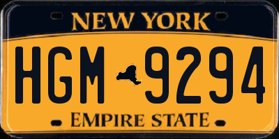 NY license plate HGM9294