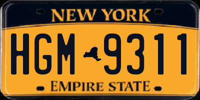 NY license plate HGM9311