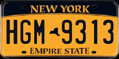 NY license plate HGM9313