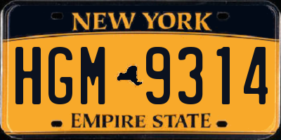 NY license plate HGM9314