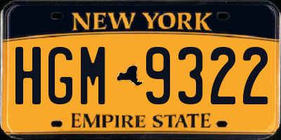 NY license plate HGM9322