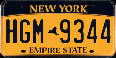 NY license plate HGM9344