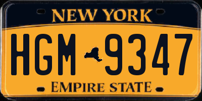 NY license plate HGM9347