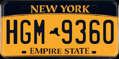 NY license plate HGM9360