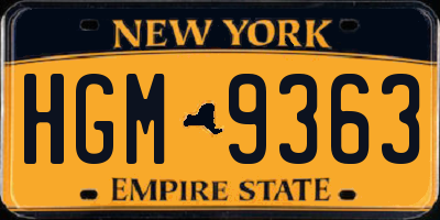 NY license plate HGM9363