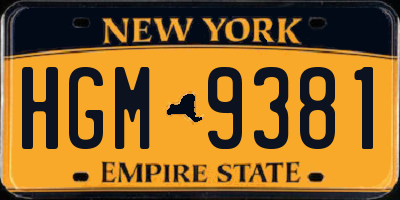 NY license plate HGM9381