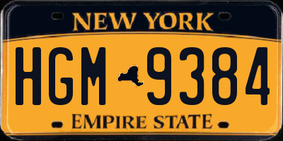 NY license plate HGM9384