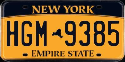 NY license plate HGM9385